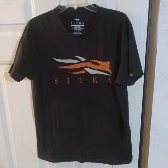 Sitka Men's Icon SS T Shirt Size L Black/Orange 600087 - Picture 2 of 7